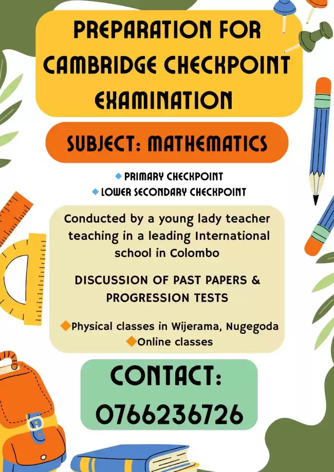 Classes For Students Sitting Cambridge Checkpoint Mathematics Examination
