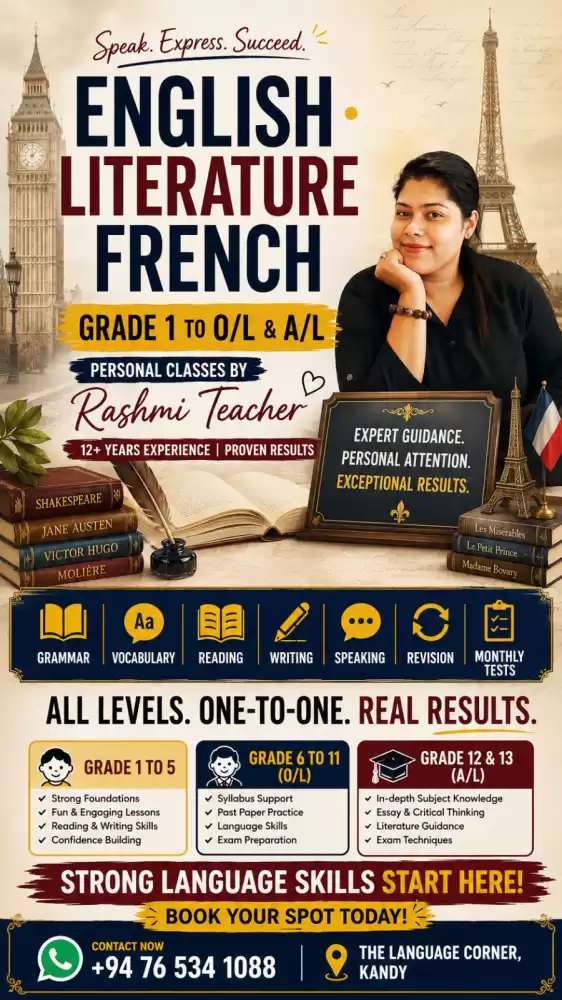 Classes from Grade 1 to Advanced level
