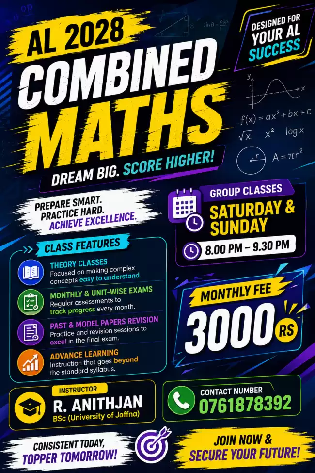 Combined maths 2028 batch group classes