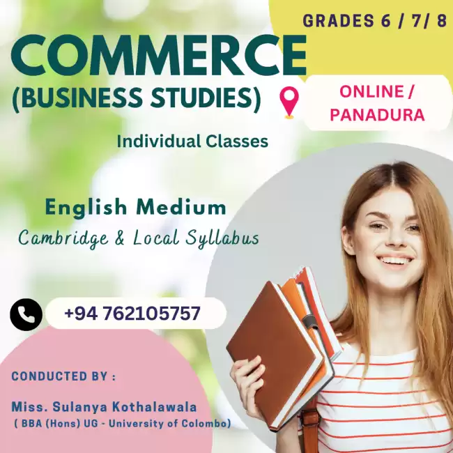 COMMERCE / BUSINESS STUDIES CLASSES (Lyceum & Other International School Syllabus) - Grades 6,7,8