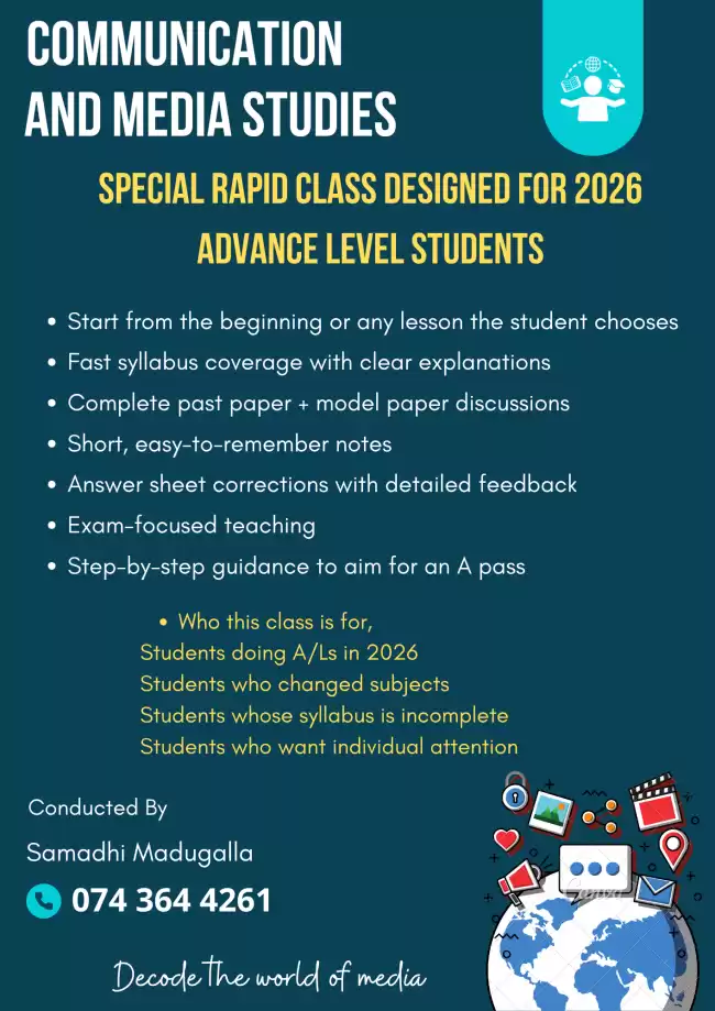 Communication and Media Studies-A/L ( A special rapid class for 2026 A/L batch)