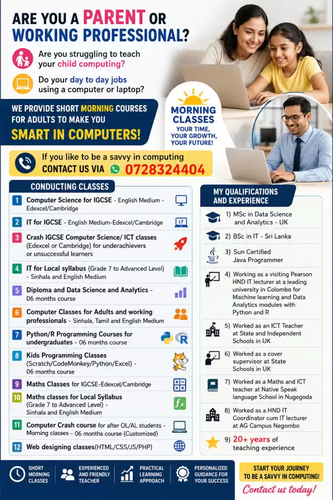 Computing for adults - Morning Classes