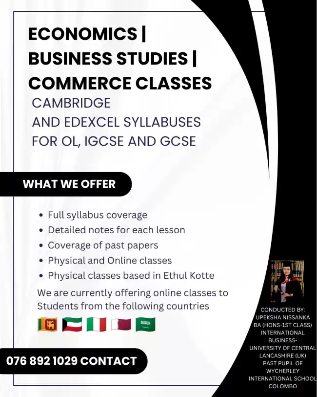 Economics, Business Studies and Commerce classes for Edexcel and Cambridge syllabuses