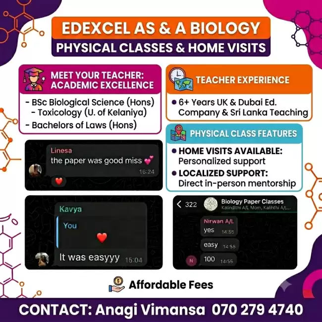 Edexcel A/L (AS and A2) Biology Classes