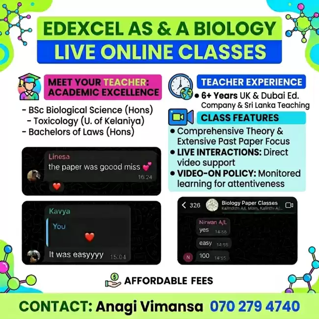 Edexcel A/L (AS and A2) Biology Classes
