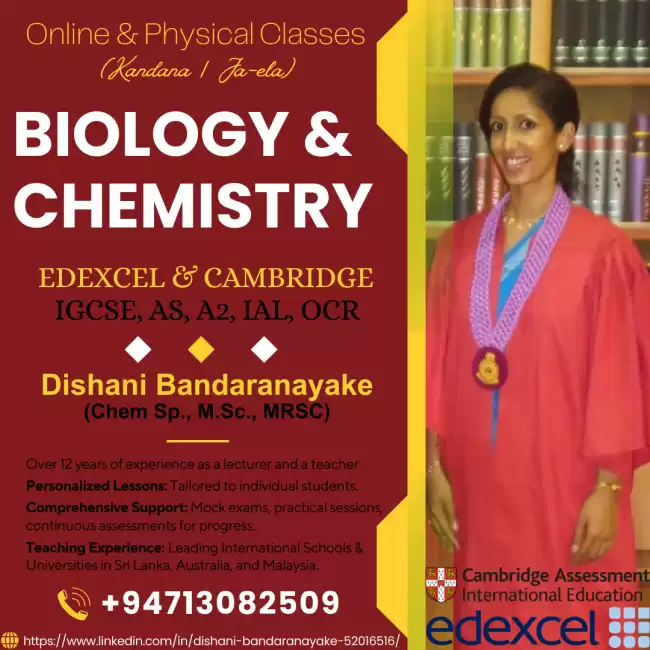 Edexcel And Cambridge AL / OL Chemistry And Biology Tuition