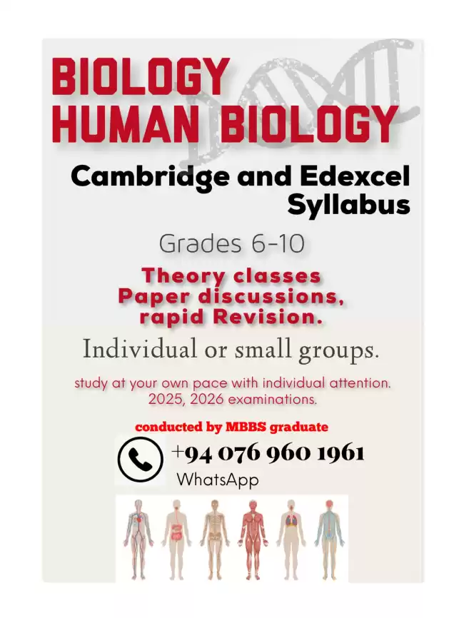 Edexcel and Cambridge syllabus - Biology & Human Biology classes