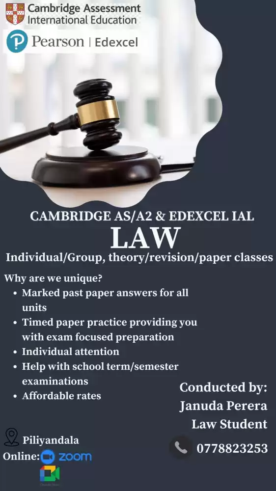 Edexcel/Cambridge/AQA AS and A2 Law Classes