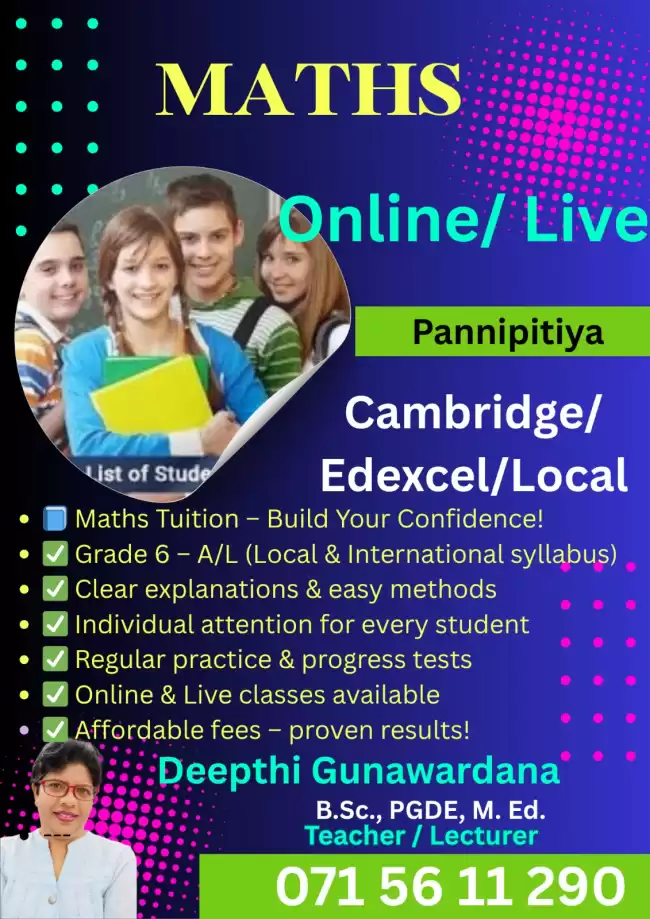 Edexcel / Cambridge / Local Maths clzs from grade 6 to AL