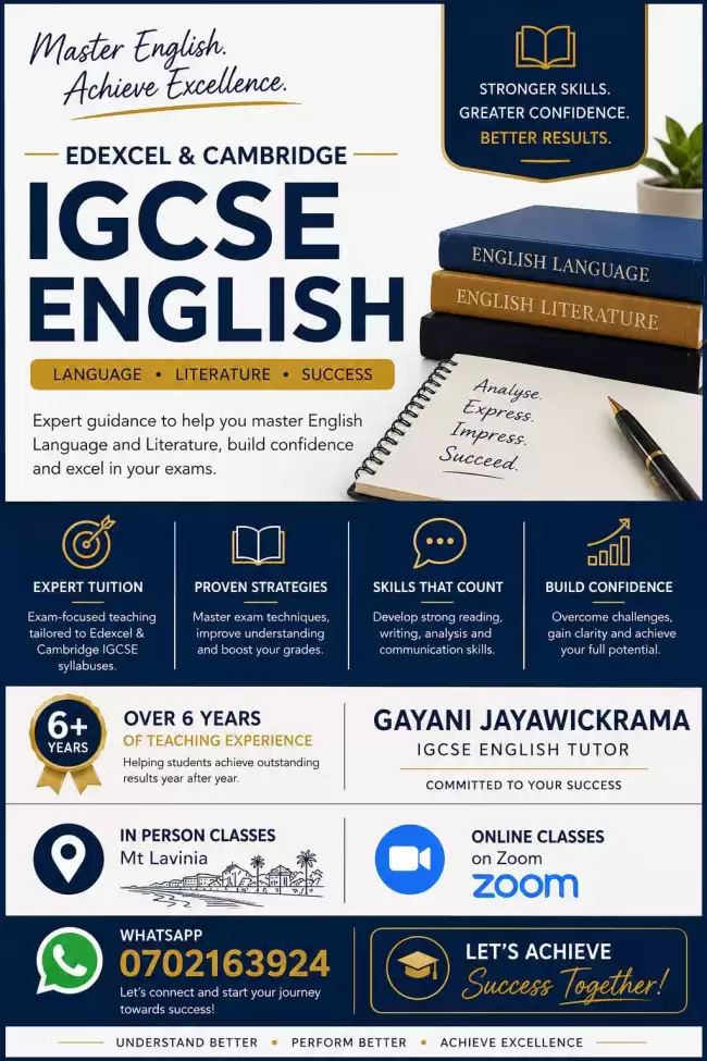 Edexcel/Cambridge O/L English Teacher