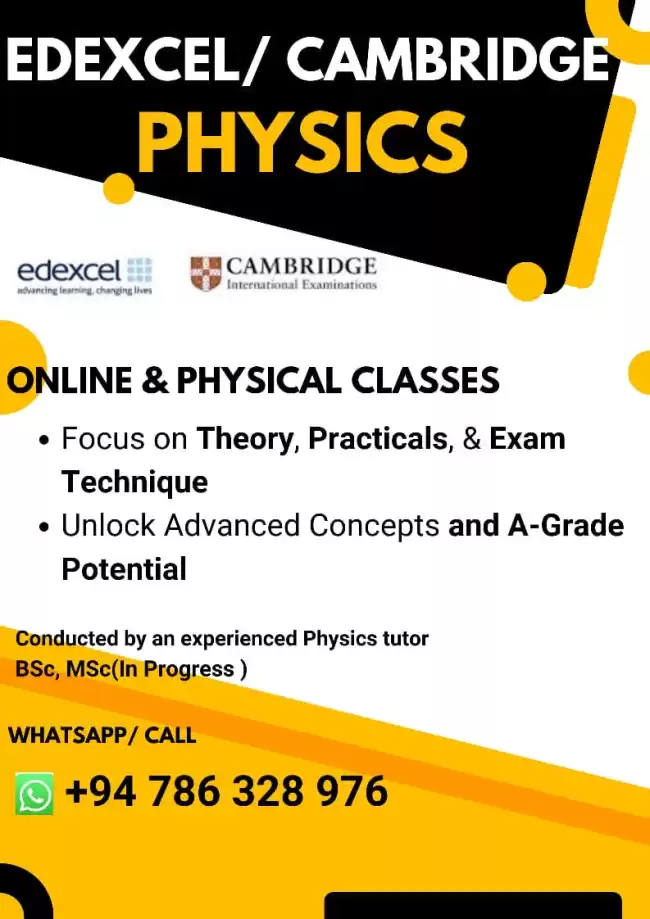 Edexcel/Cambridge Physics Classes – Online & Physical – Experienced Tutor