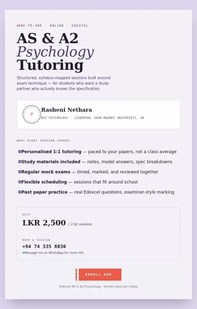 Edexcel IAL Psychology — Online Tuition