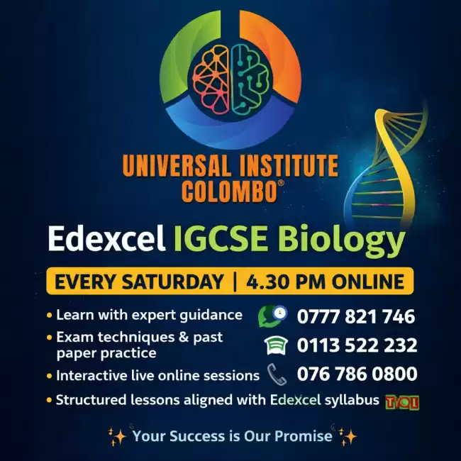 Edexcel IGCSE Biology — Every Saturday at 4.30 PM (Online)