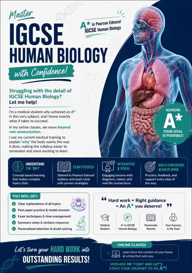 Edexcel IGCSE Human Biology classes conducted