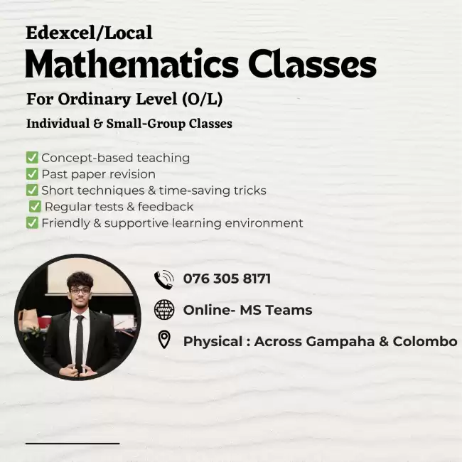 Edexcel/Local Maths Classes for O/Ls Students