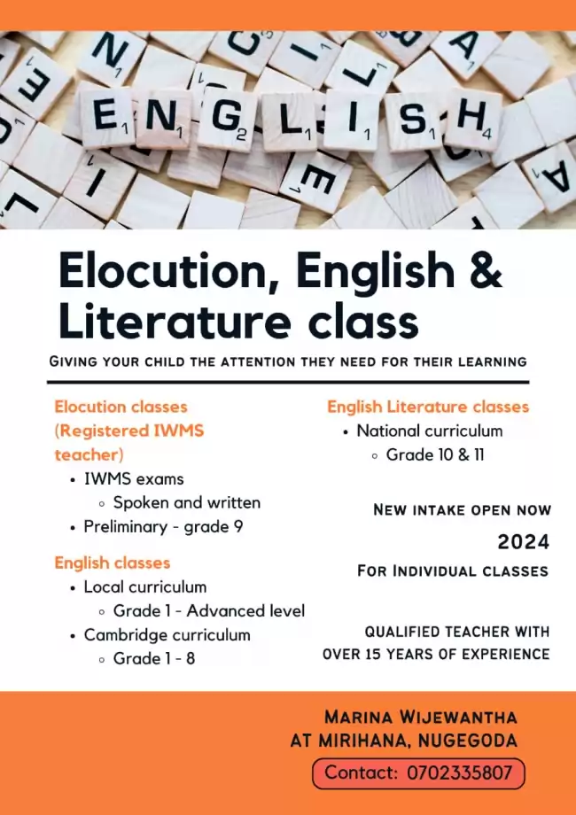 English and Elocution classes