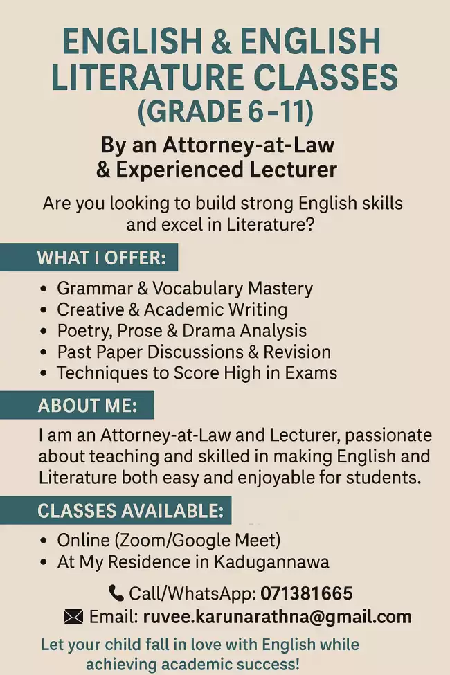 English and English Literature Classes