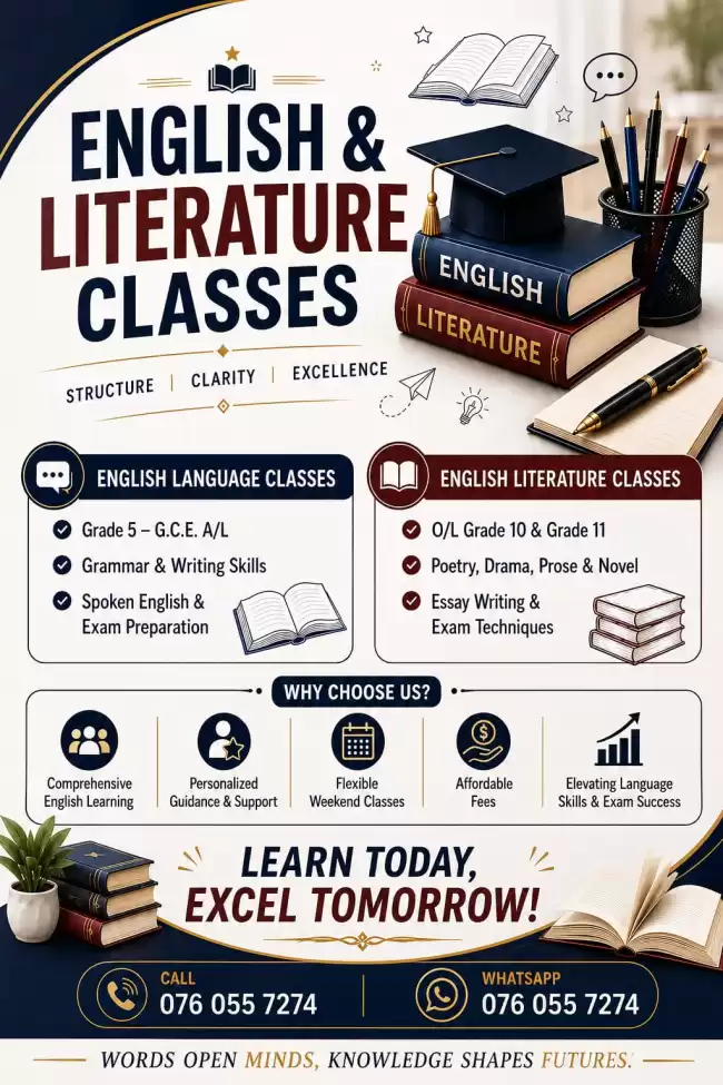 English and English Literature Classes (Online and Physical)