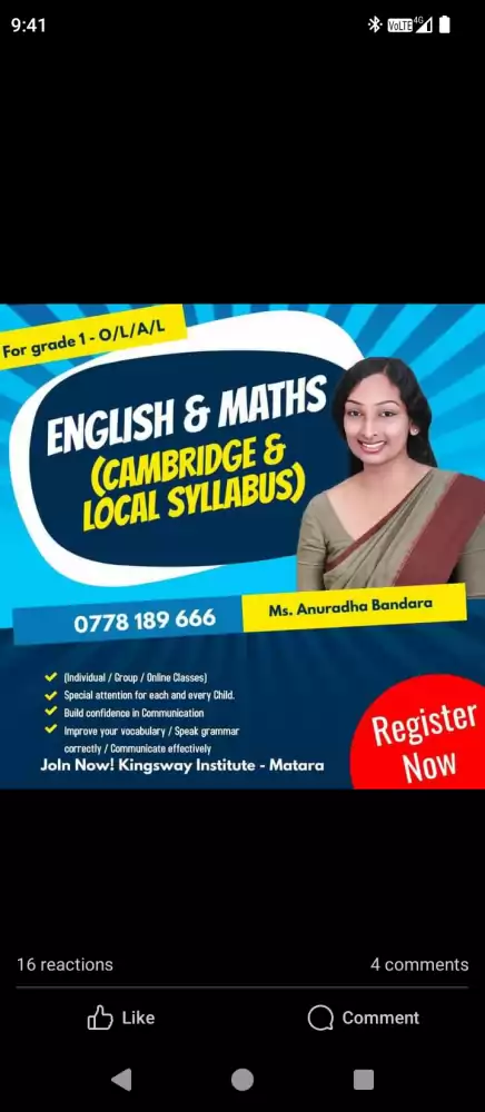 English and Mathematics Classes