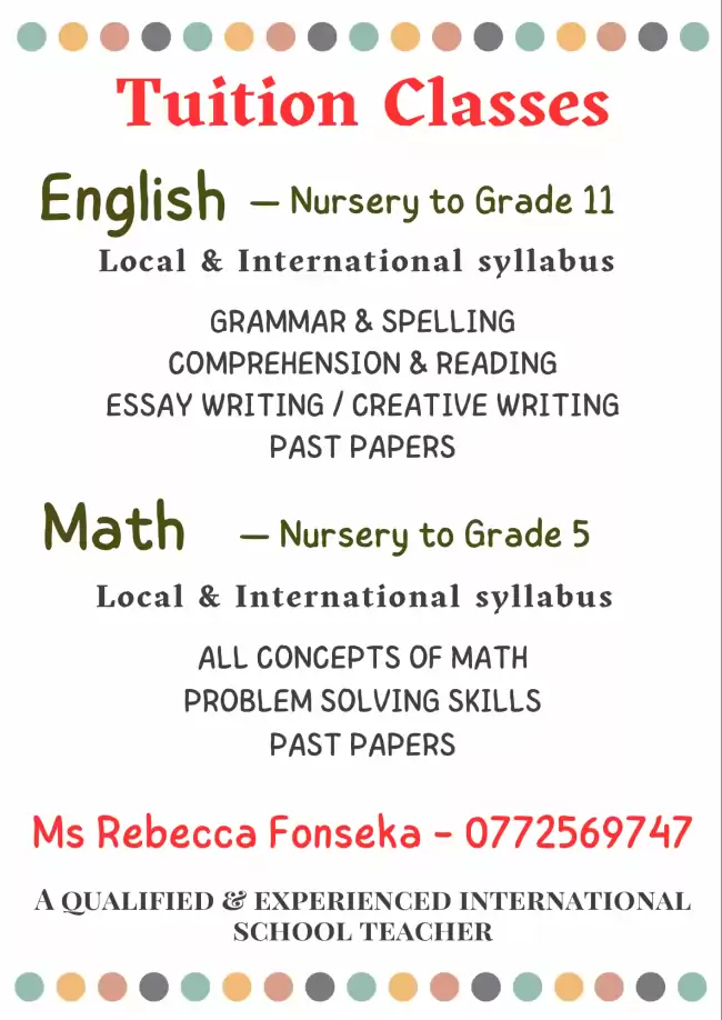 English and Maths Tuition