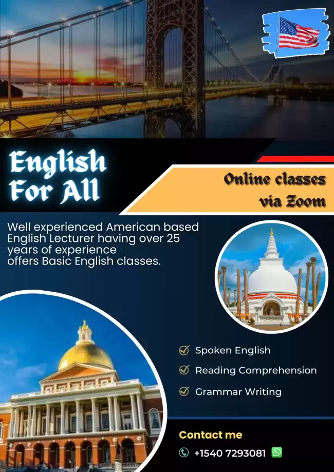 English classes and Spoken English conducted by American based English Lecturer