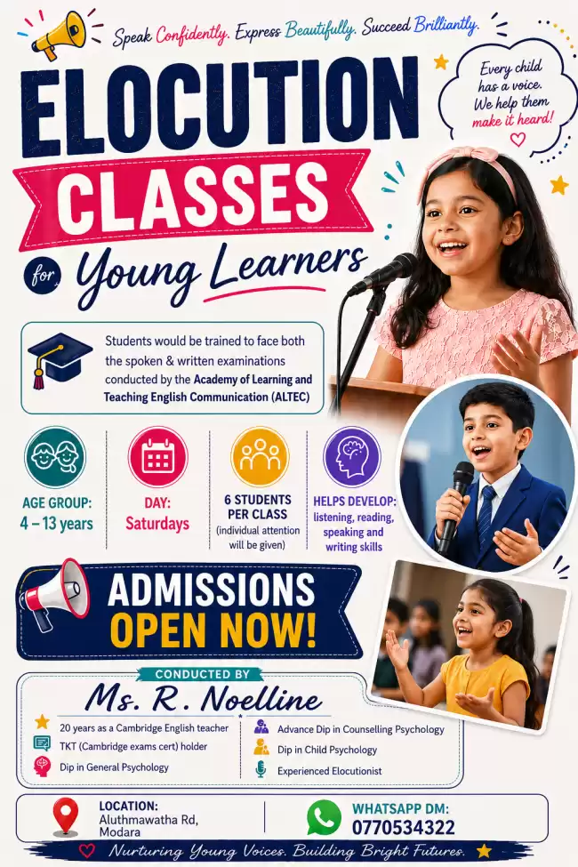 English Classes conducted in person and online