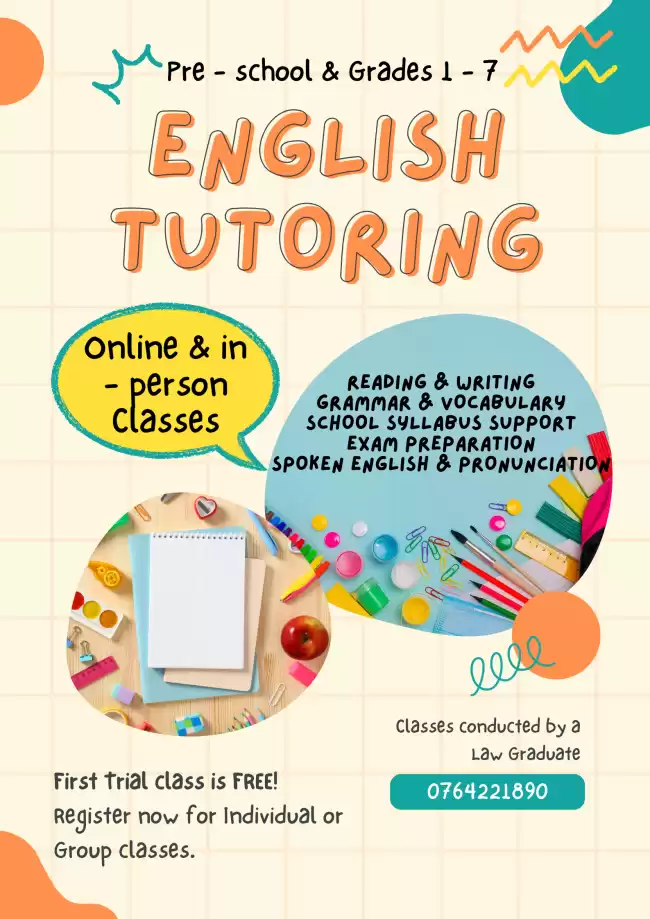 English Classes for Grade 1 & Grade 2 Students