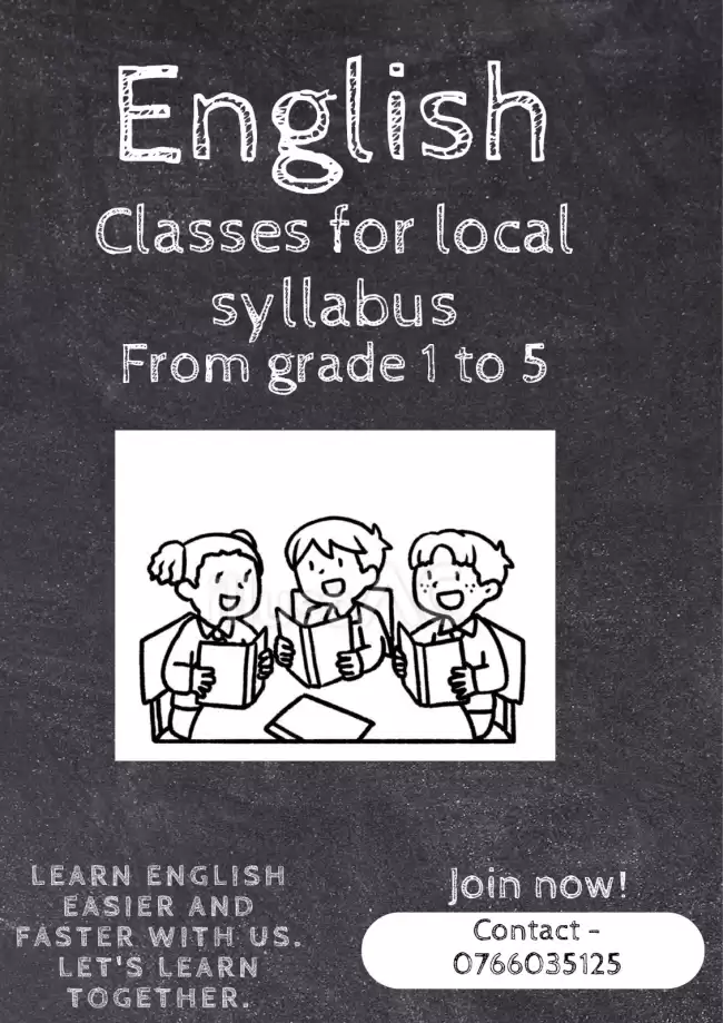 English classes for grade 1 to 5 students