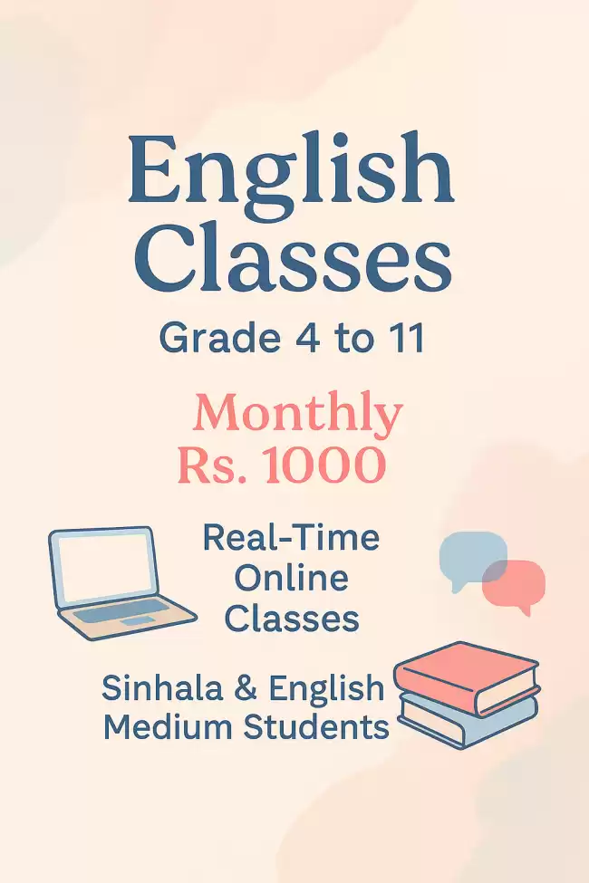 English classes for grade 4 To 11 Only Rs.1000 for a month