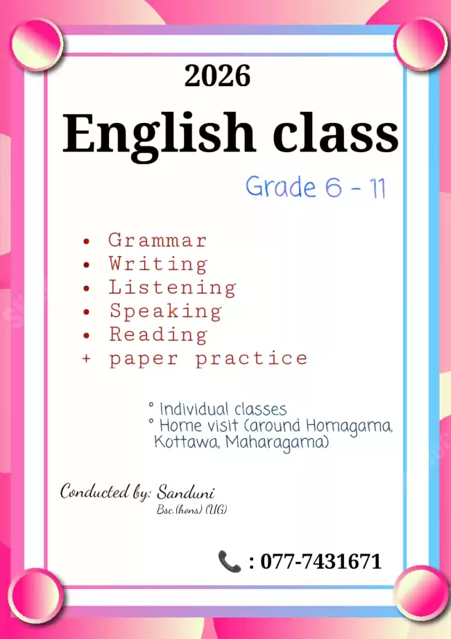 English classes for grade 6-11(O/L)