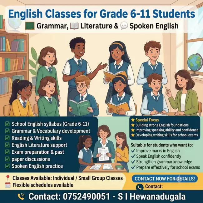 English Classes for Grade 6-11 Students | Grammar, Literature & Spoken English