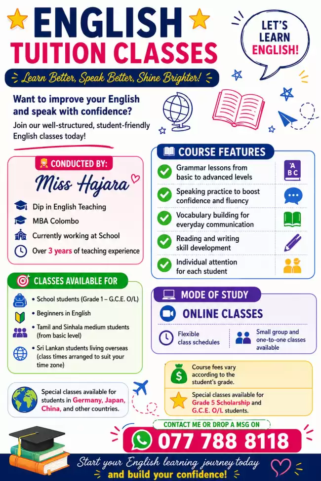 English classes for kids grade 1-11