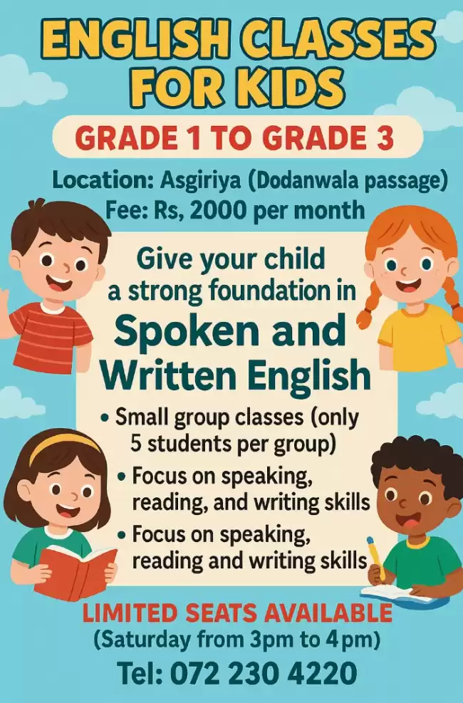 English Classes for Kids Grade 1 to 3 (Kandy)