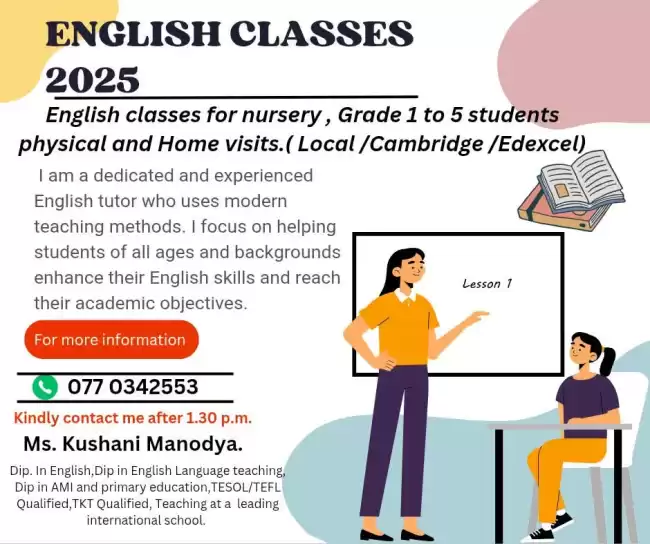 English classes for Nursery to Grade 5 students