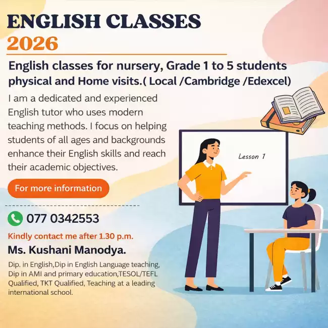 English classes for Nursery to Grade 5 students