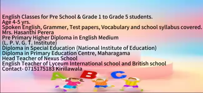 English Classes for Pre School & Grade 1 to Grade 5