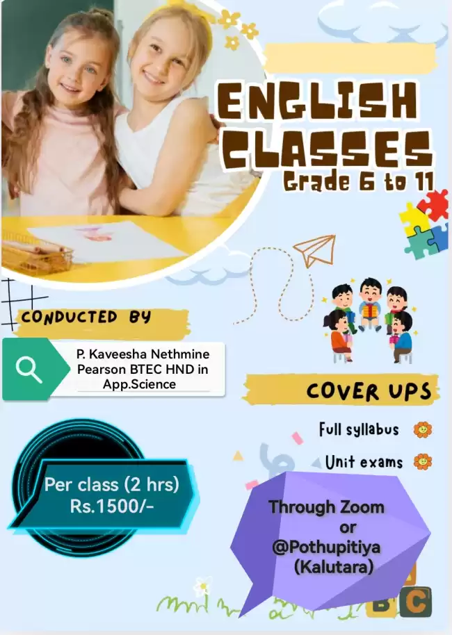 English classes For students of Grades 6-11