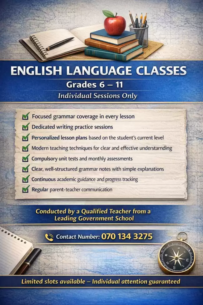 English Classes from grade 6-11