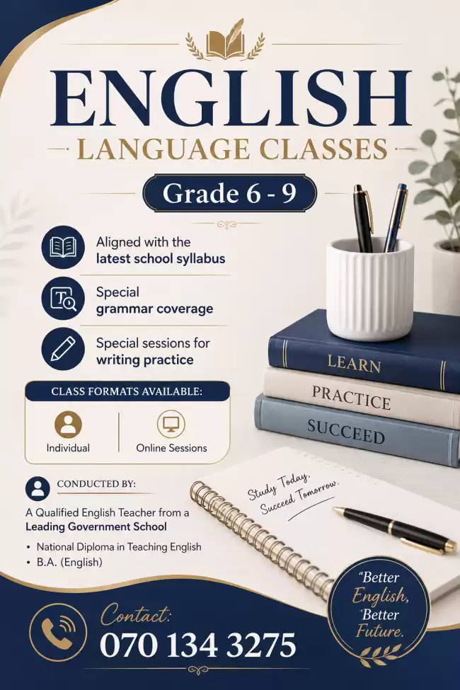 English Classes from grade 6-9