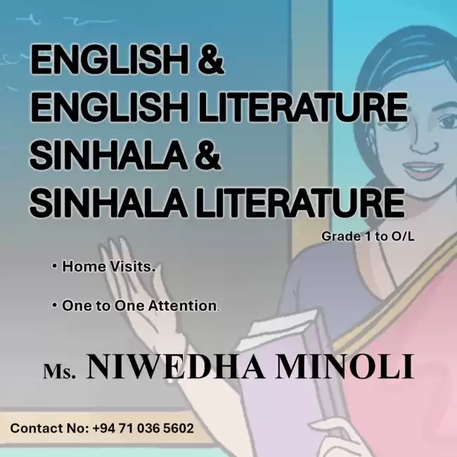 english , english literature ,sinhala , sinhala literature Home visit classes for students