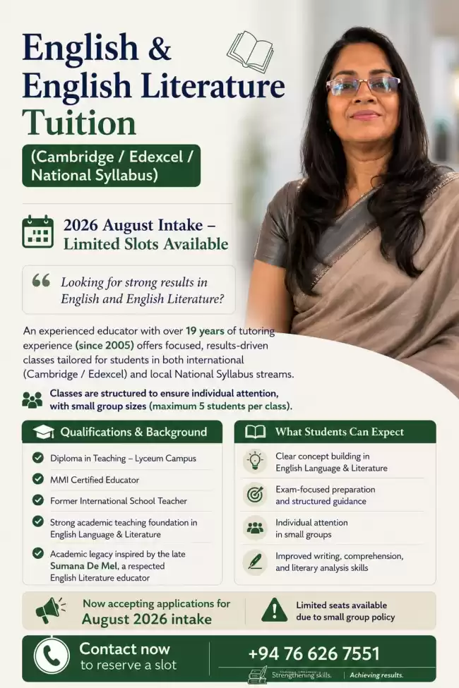 English & English Literature Tuition | National Syllabus (Local)