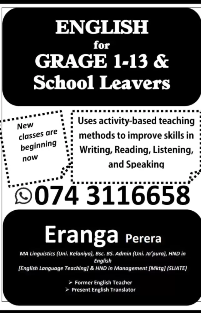 English for Grade 1-13 and school leavers