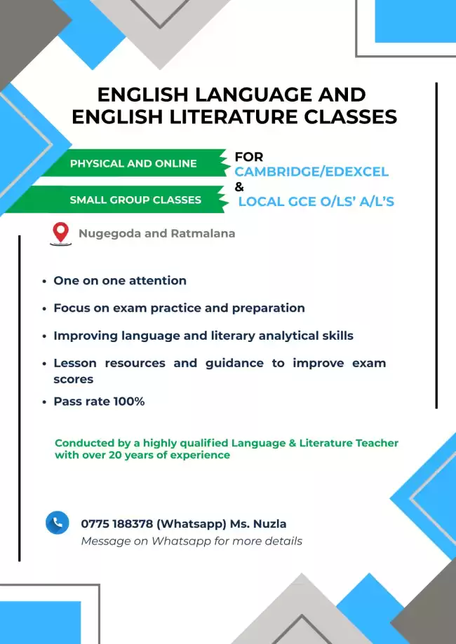 English Language and Literature Classes for Cambridge, Edexcel, and Local O/L & A/L