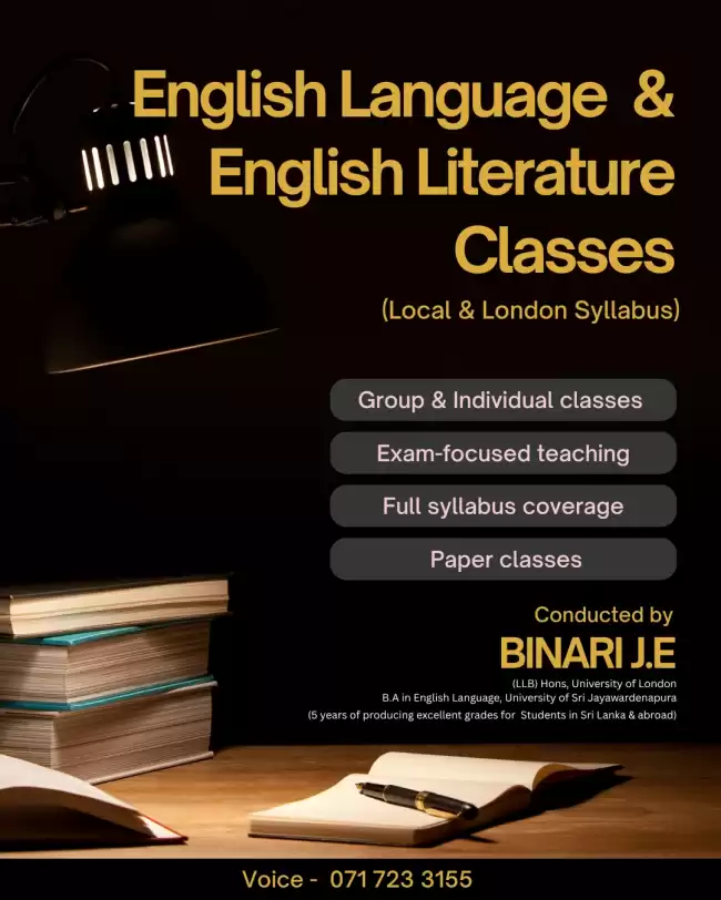 English Language and Literature Classes For Ordinary Level for- (O/L) Students