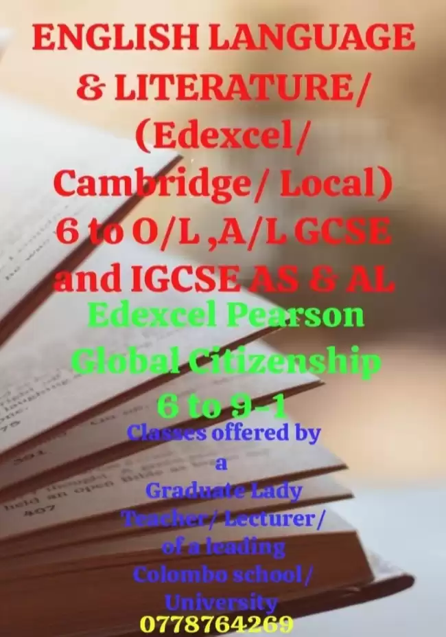 English Language and Literature Edexcel/ Cambridge/ Local 6 to A/L