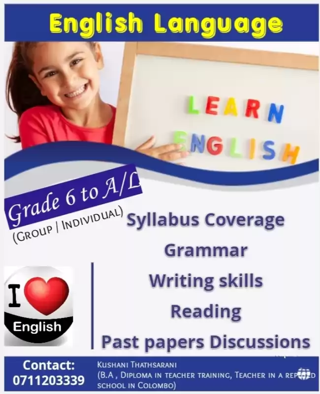 English Language Class for Grade 6 to A/L