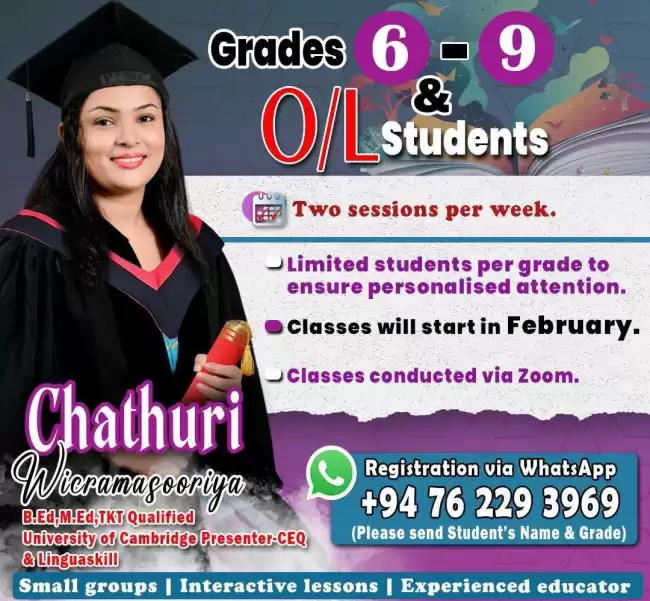 English Language Classes from Grade 3-O/L
