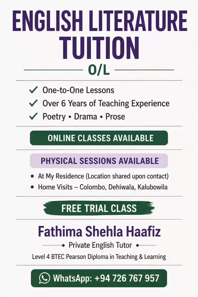 English Language & Literature Tuition (O/L, AS, A/L)