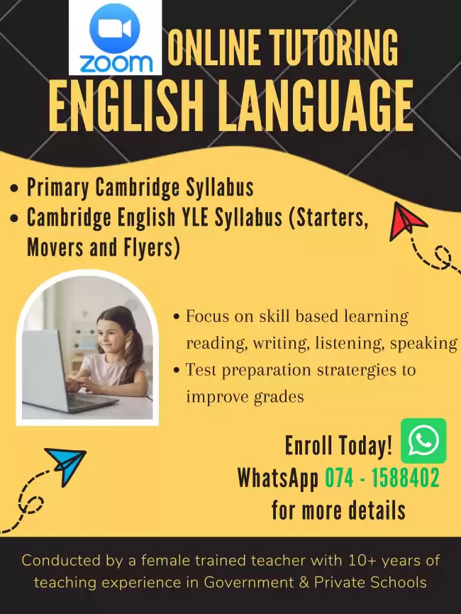 English Language Tutoring-Primary Cambridge/YLE Syllabus