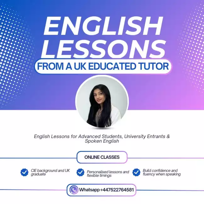 English Lessons from a UK Educated Tutor